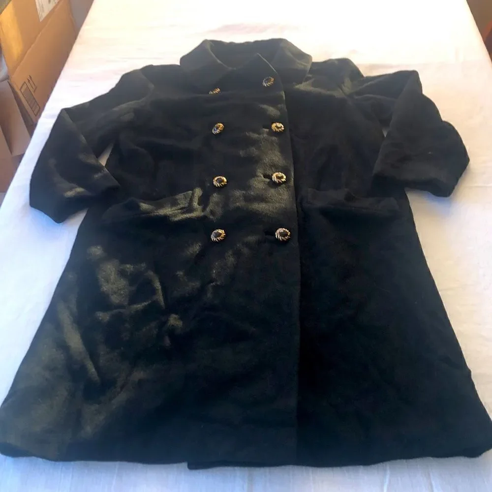 Vintage RANSOHOFFS black 100% baby Llama wool winter coat. Double breasted - Picture 12 of 17